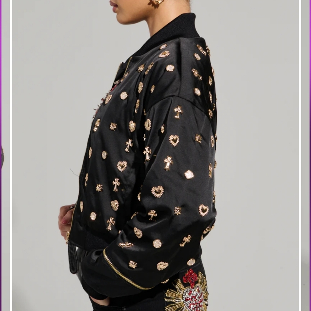 New AKIRA Embellished Bomber Jacket - Picture 2 of 6